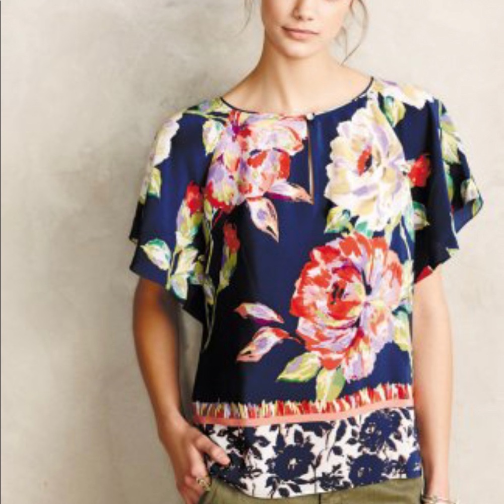 Anthropologie Mauve Silk Top Size 4